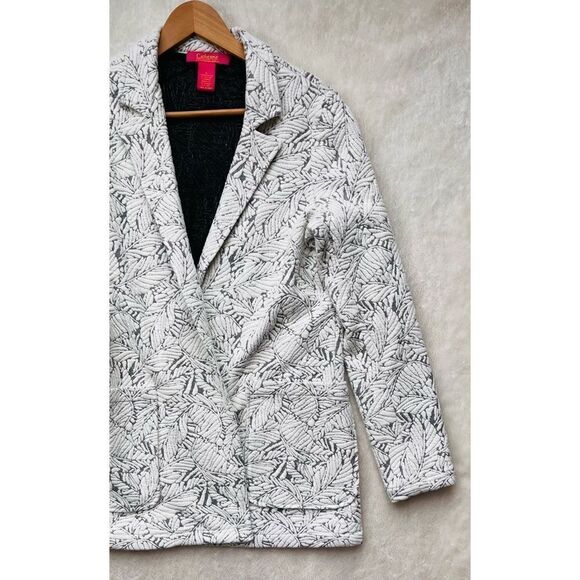 Catherine Malandrino White & Black Textured Knit Open Front Blazer, Size: Small - Picture 6 of 16